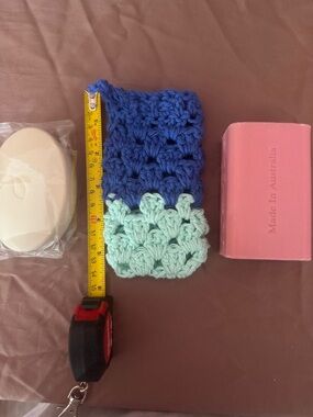 Handmade Crochet Soap Saver Scrubbie - Blue & Mint